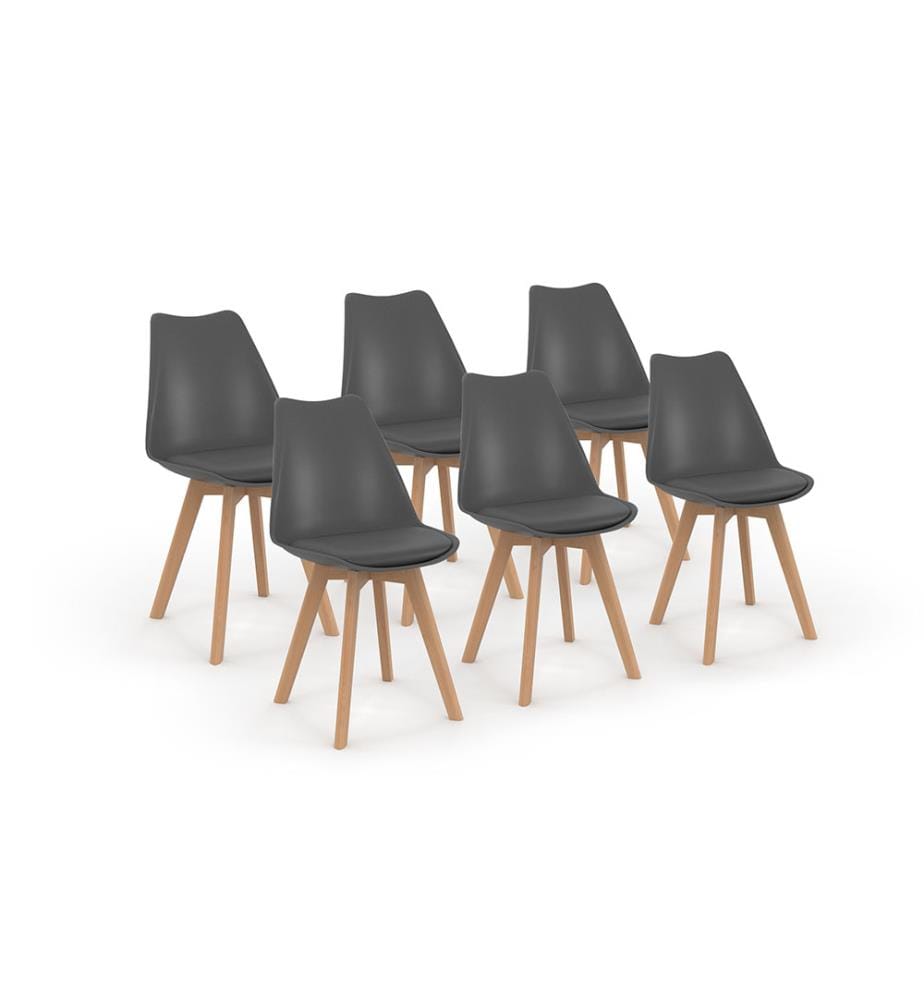 Lot de 6 Chaises Nordia 46 x 51 x 79.5 cm - Gris