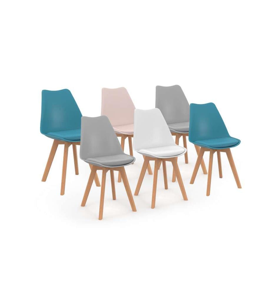Lot de 6 Chaises Nordia 46 x 51 x 79.5 cm - 4 Coloris