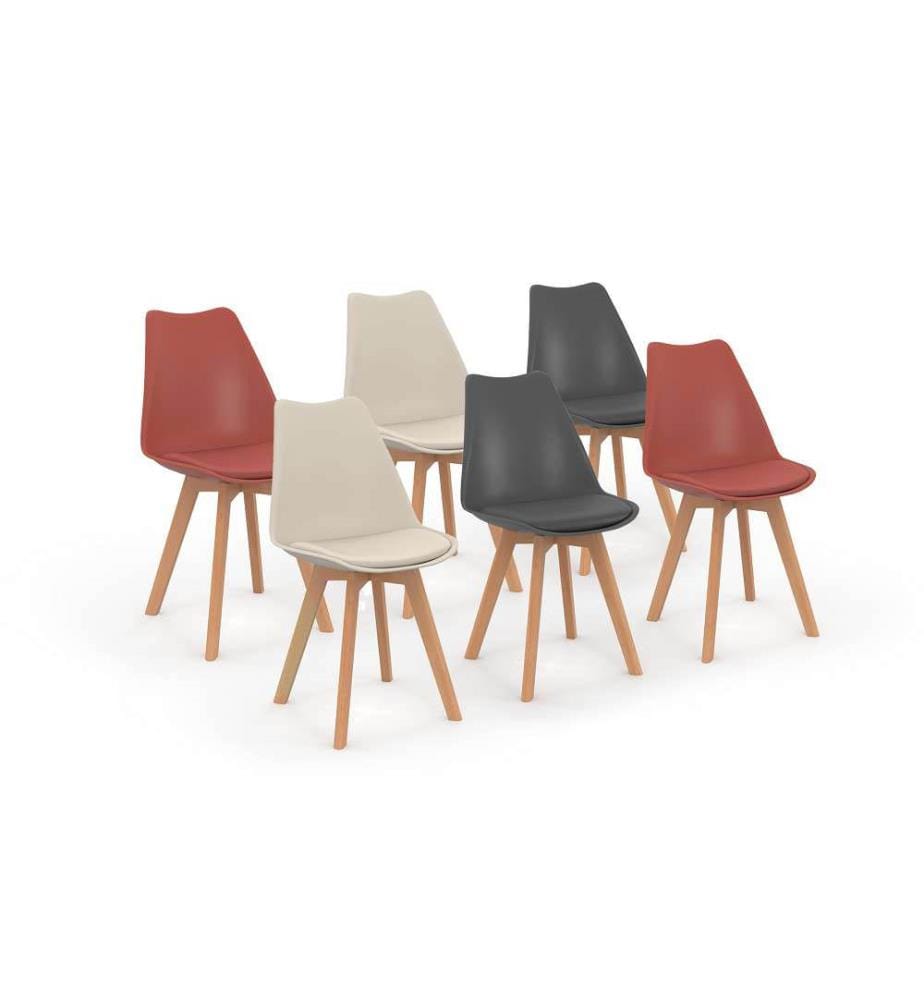 Lot de 6 Chaises Nordia 46 x 51 x 79.5 cm - 3 Coloris