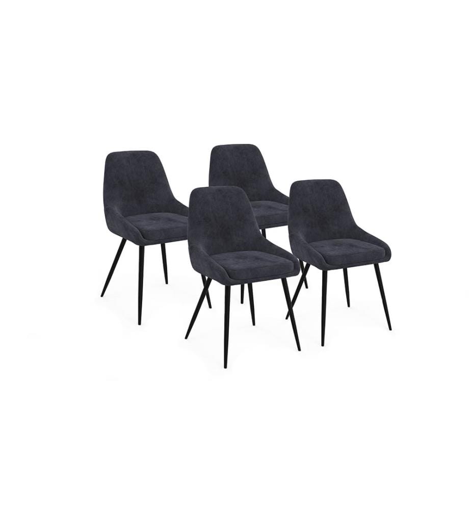 Lot de 4 Chaises Olivia 47.5 x 54 x 79 cm - Gris Foncé & Noir