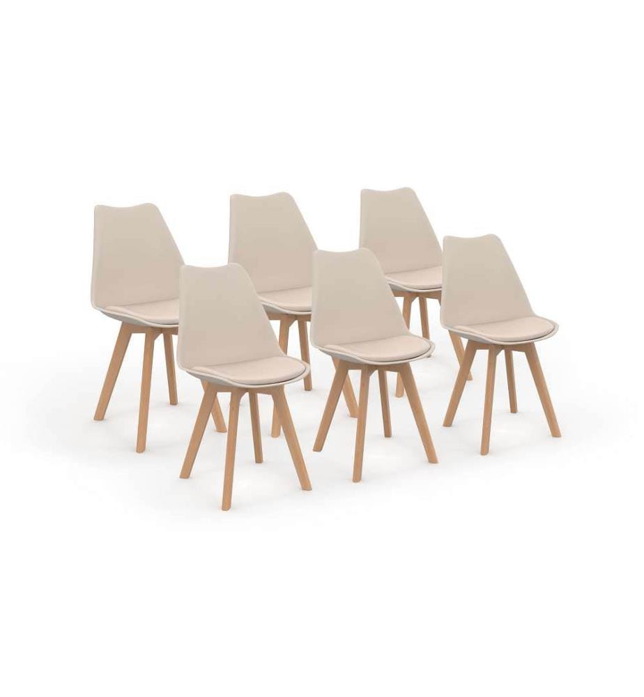 Lot de 6 Chaises Nordia 46 x 51 x 79.5 cm - Beige & Brun