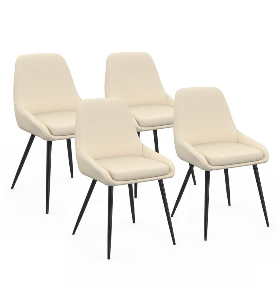 Lot de 4 Chaises Ornella assise tissu beige et pieds métal noirs