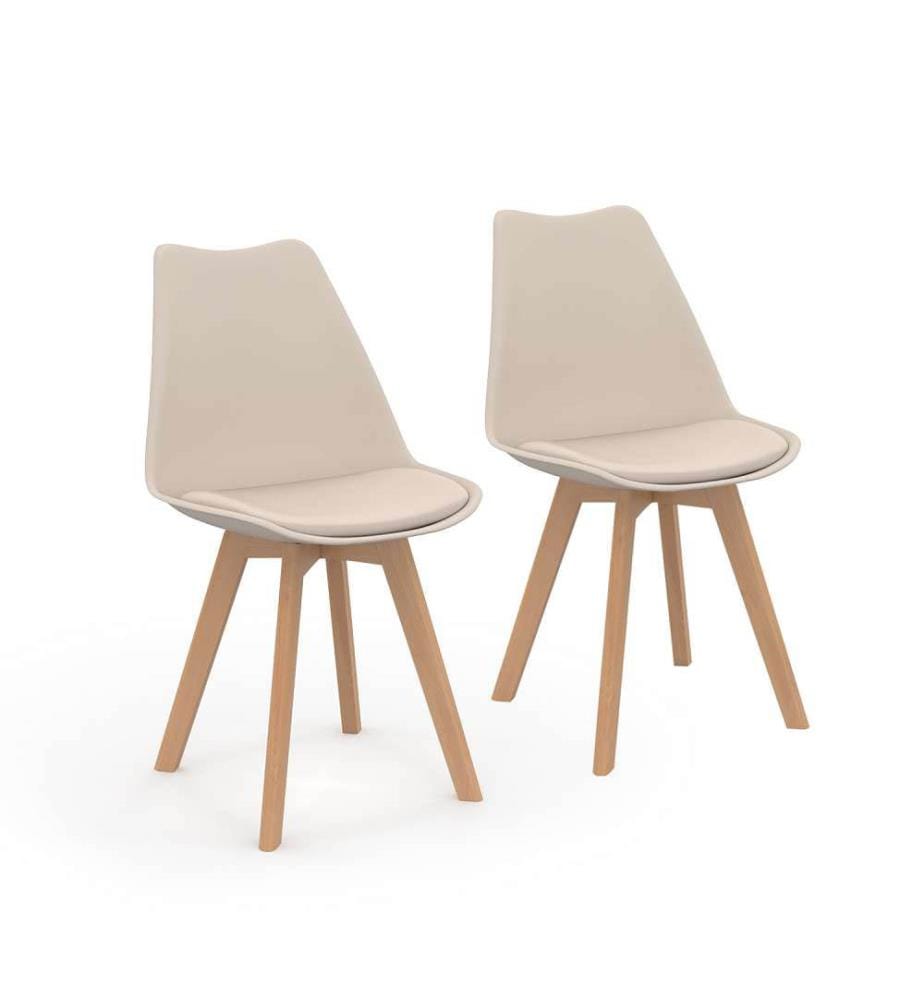Lot de 2 Chaises Nordia 46 x 51 x 79.5 cm - Beige & Brun