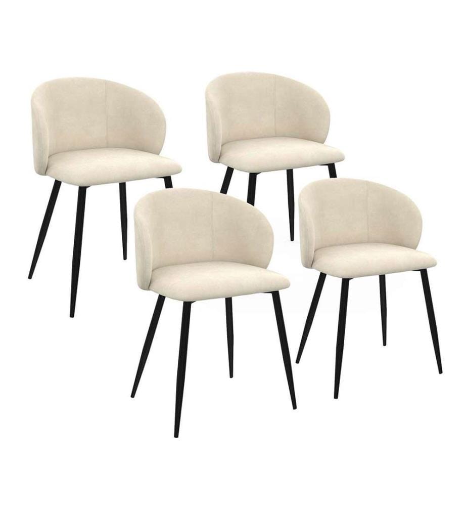 Lot de 4 Chaises Léona - Crème et Noir
