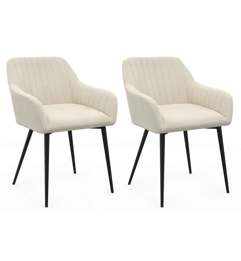 Lot de 2 Chaises avec Accoudoirs Ariana - Crème et Noir