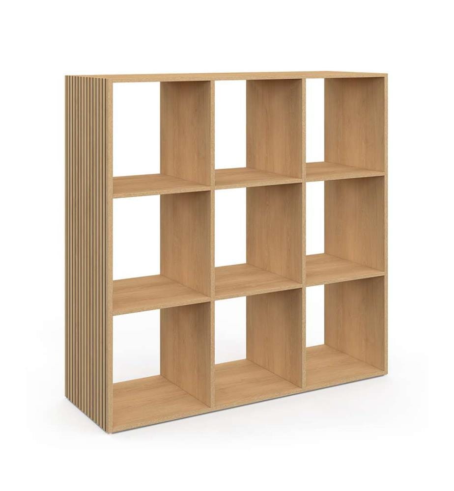 Meuble de rangement cube Faustine 9 case effet lattes