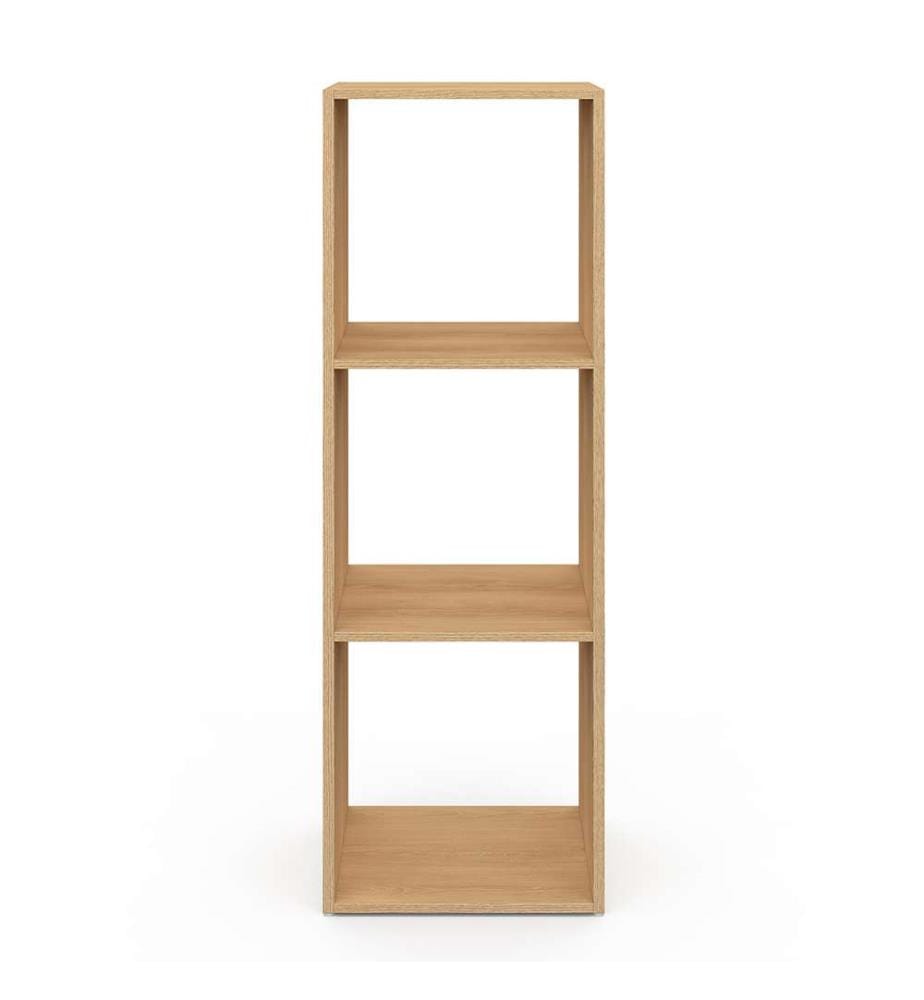 Meuble de rangement cube Faustine 3 case effet lattes