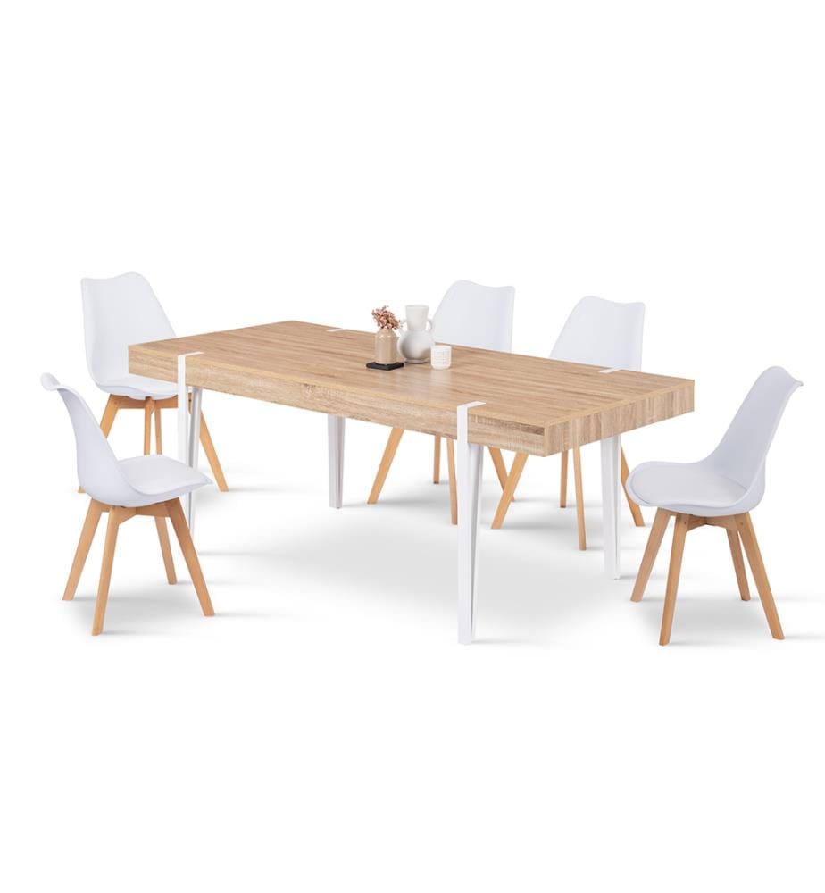 Table de Repas Hudson 200 x 90 x 76 cm - Bois & Blanc