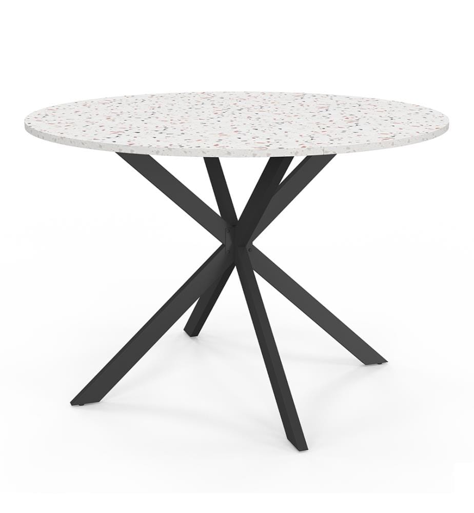Table repas Soline 110cm plateau rond - Blanc et Noir