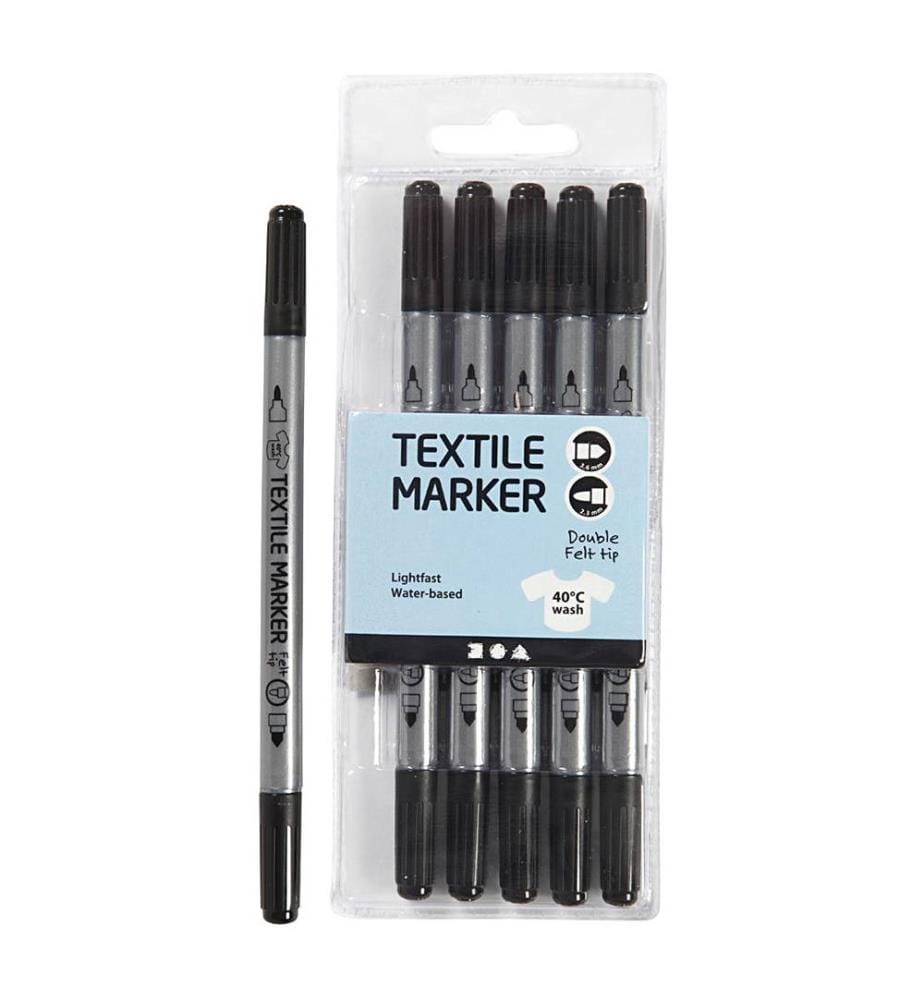 Marqueur pour textiles 2.3 + 3.6 mm Noir6 pièces
