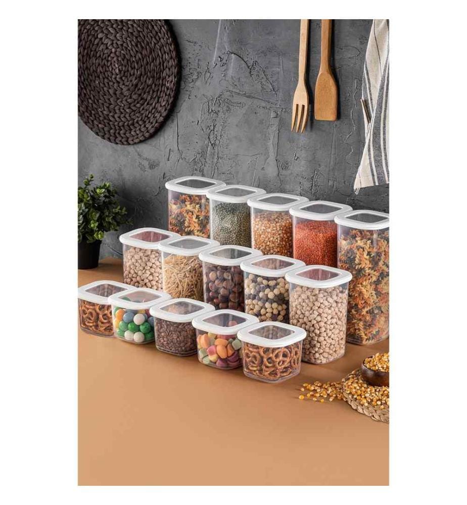 Boîte de rangement, 15 pièces, , blanc, 100% plastique