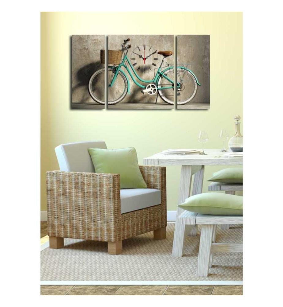 Horloge murale décorative en toile, 3 pièces, multicolore, toile daim