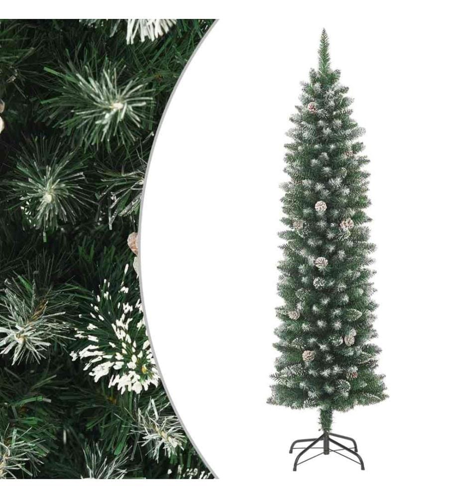 Sapin de Noël artificiel mince avec support 210 cm PVC