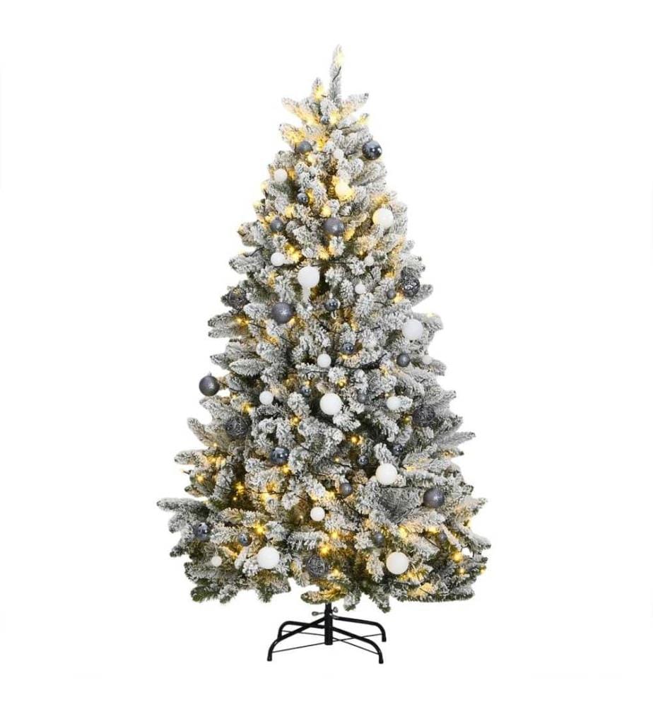 Sapin de Noël artificiel articulé 300 LED et boules 180 cm