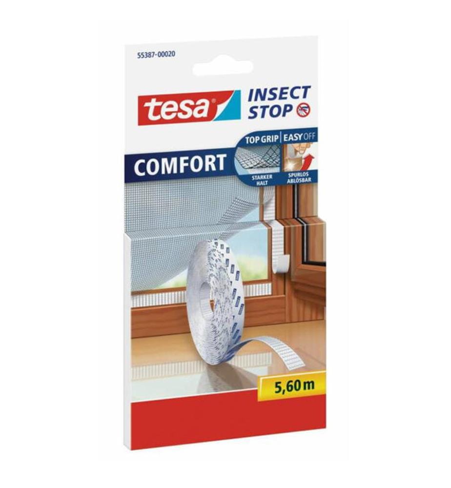tesa® Rouleau de remplacement de bande velcro Fly Screen, 5,6 m - Blanc