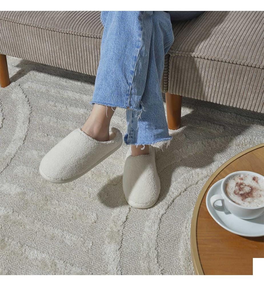 Chaussons Bouclette Plateforme - Crème A2