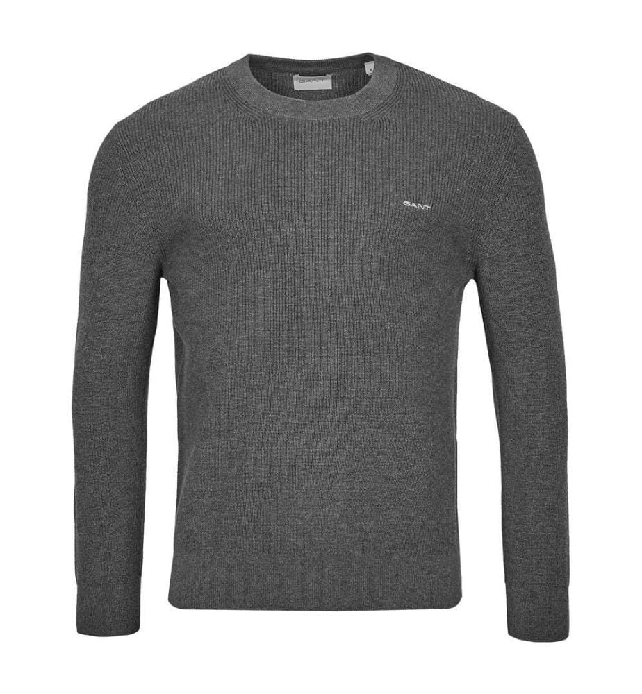 Pull Laine de Coton Côtelée - Gris Foncé