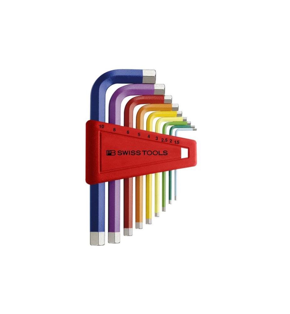 PB Swiss Tools - Jeux de clés coudées Rainbow 1.5-10 mm Six pans creux