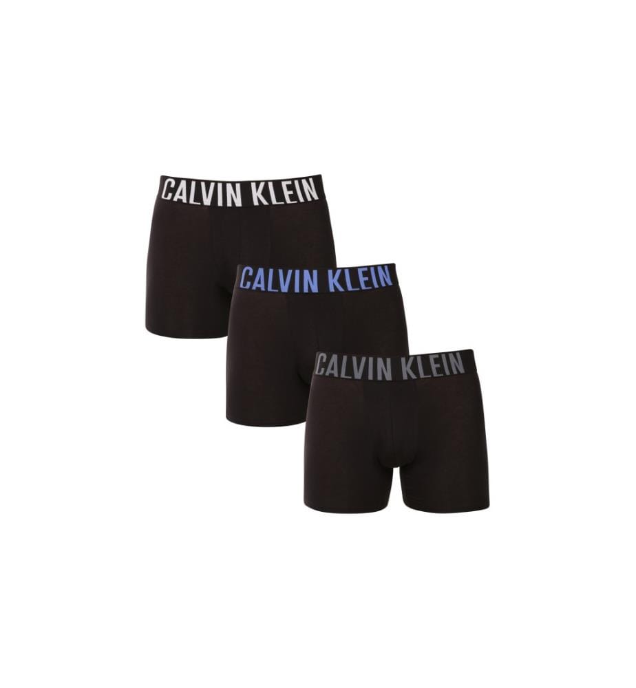Lot de 3 Boxers Noir - Bandes Blanches & Grises & Bleus