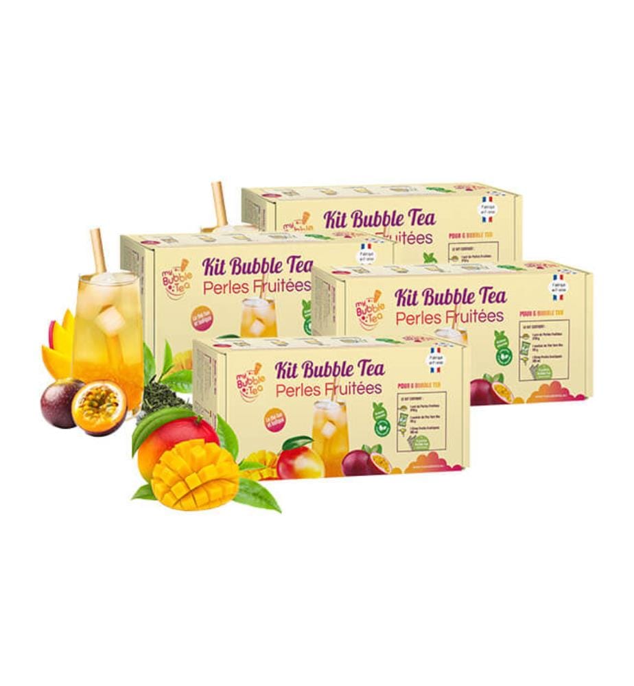 4x komplettes Bubble-Tea-Set (2x Mango + 2x Passion)