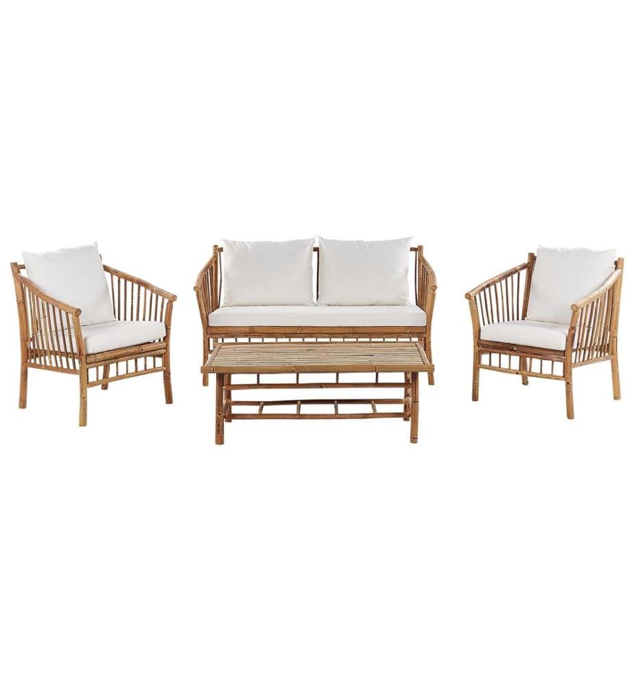 Ensemble de salon de jardin avec table 4 places MAGGIORE Bambou Marron clair