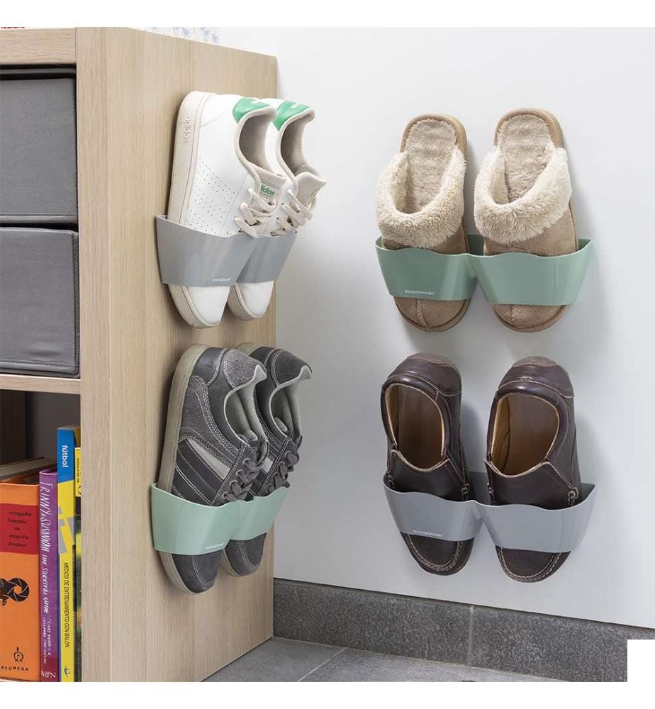 Porte-Chaussures Adhésifs Shohold Pack de 4 Unités - Vert et Gris