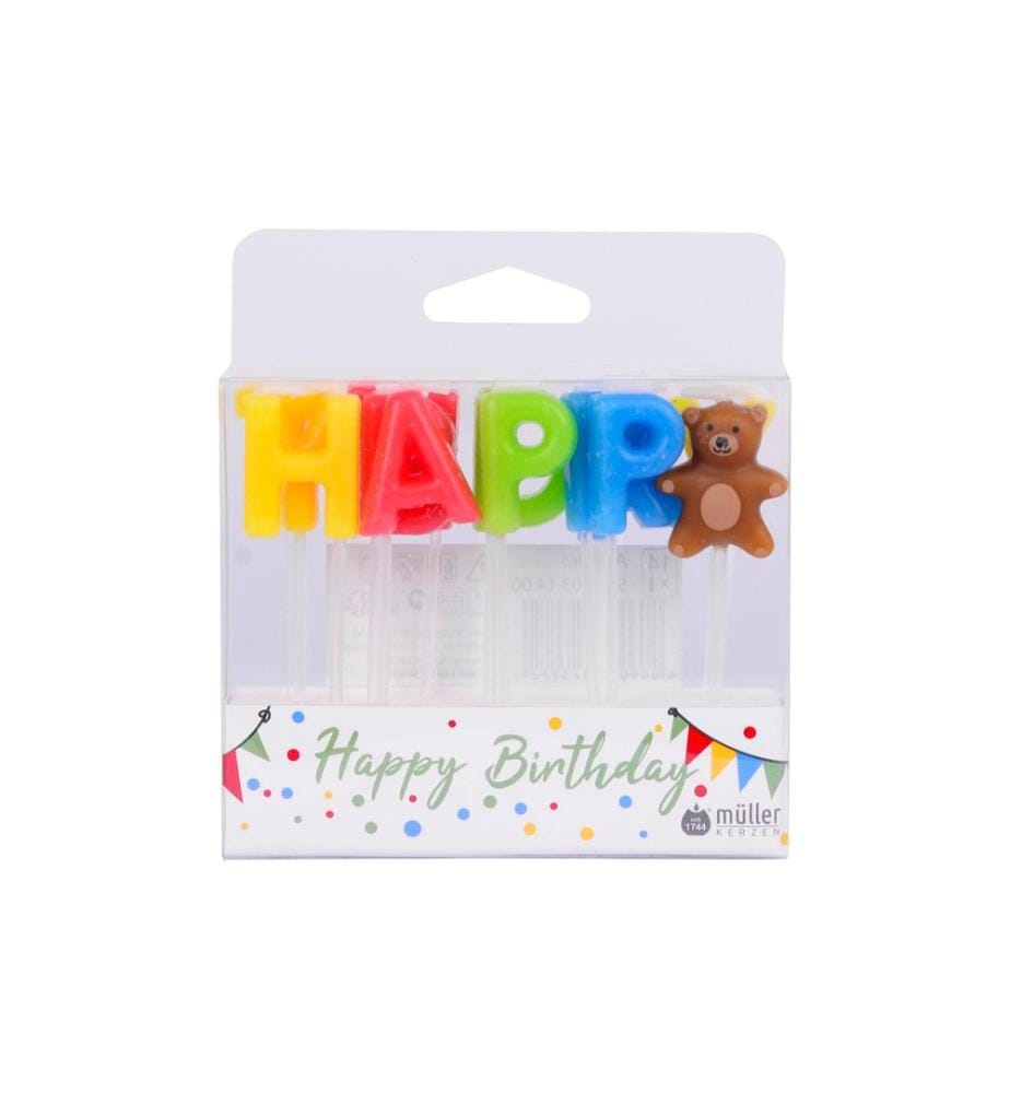müller Kerzen Bougie «Happy Birthday» 14 pièces