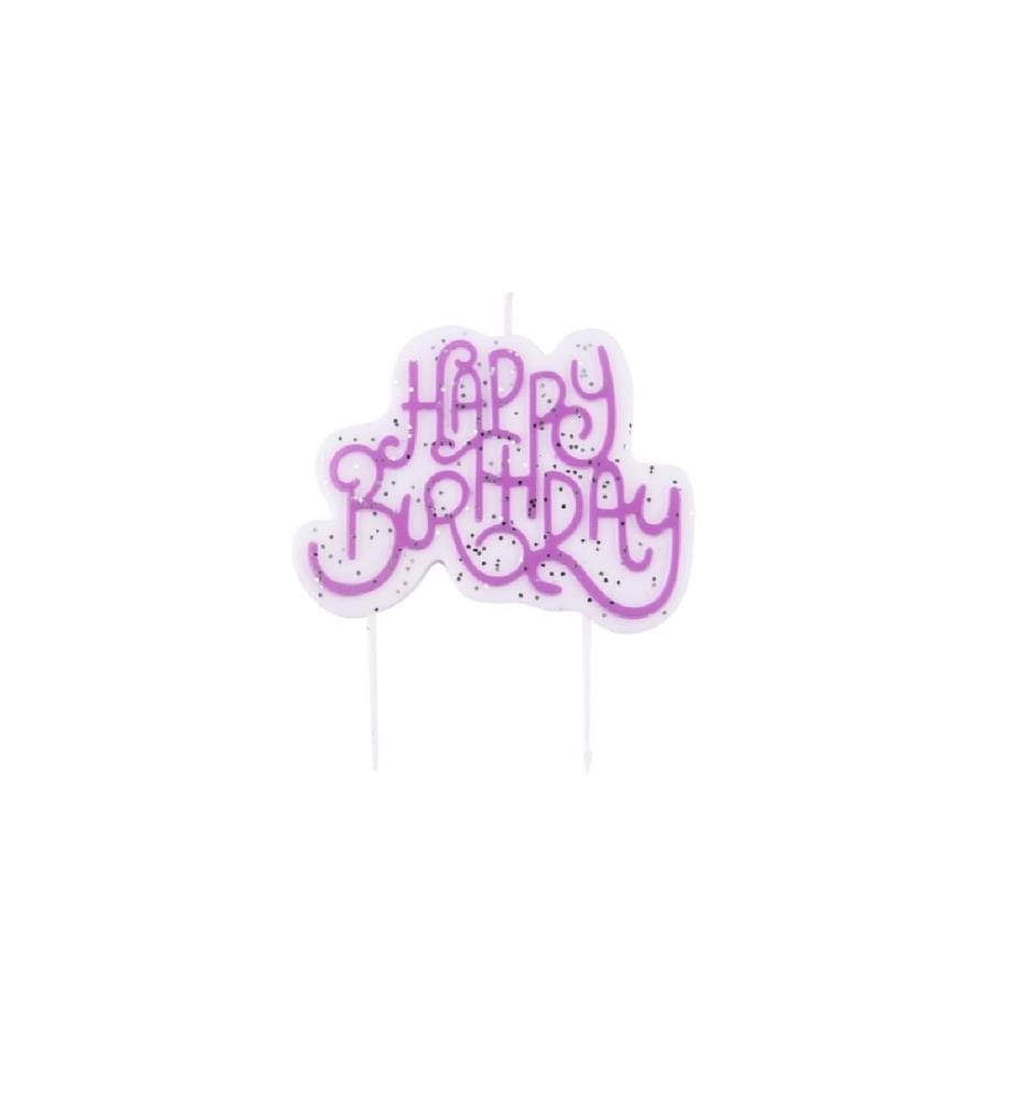PME - Bougie Happy Birthday Rose/Blanc, 1 Pièce/s