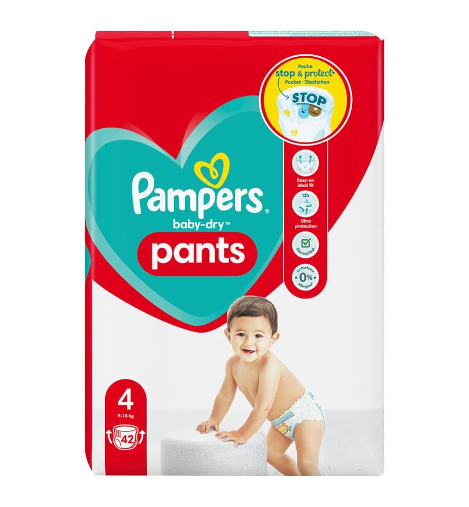 Baby-Dry Nappy Pants - Taille 4 (9-15 kg) - Lot de 42 couches