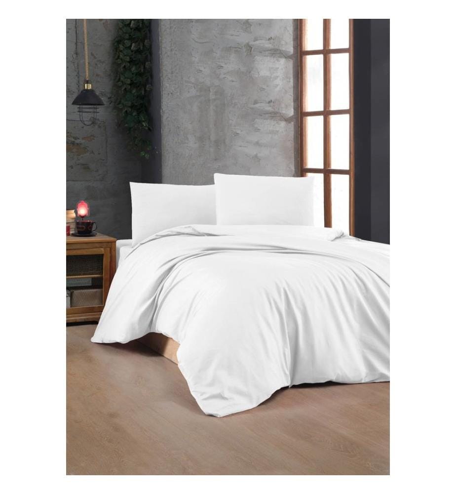Ranforce Double Quilt Cover Set, White, 100% Cotton Ranforce
