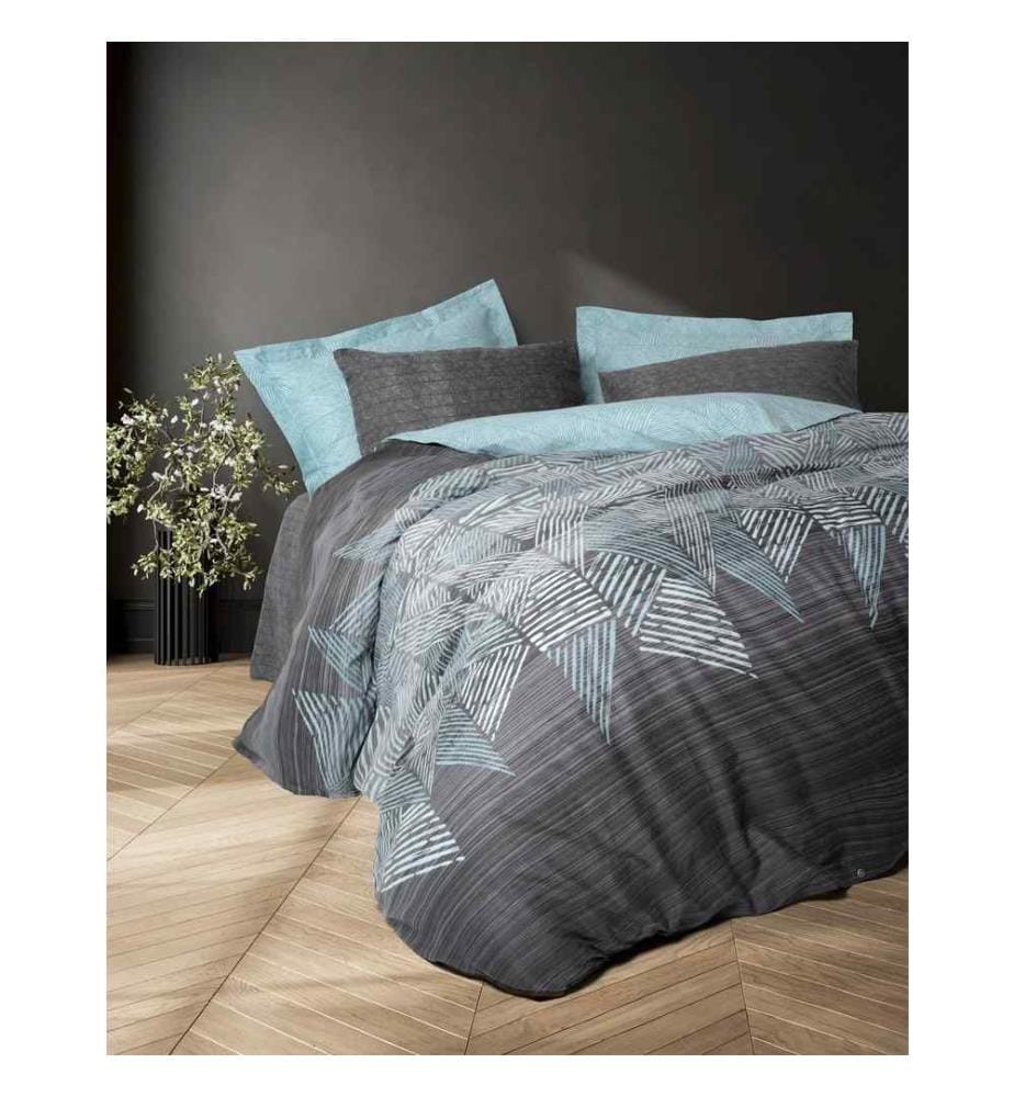 Ranforce Single Quilt Cover Set Arel 140 x 200 cm + 2x 60 x 60 cm - Anthracite