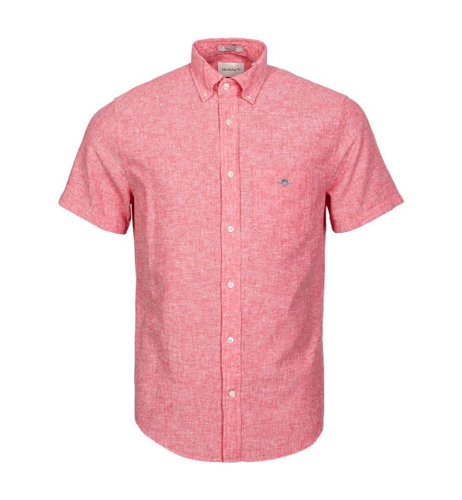 Chemise Regular Fit en coton lin - Rouge brique