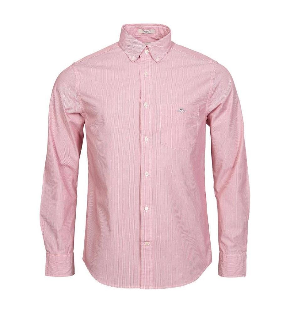 Chemise Regular Fit Dobby Dot Stripe - Ruby Red