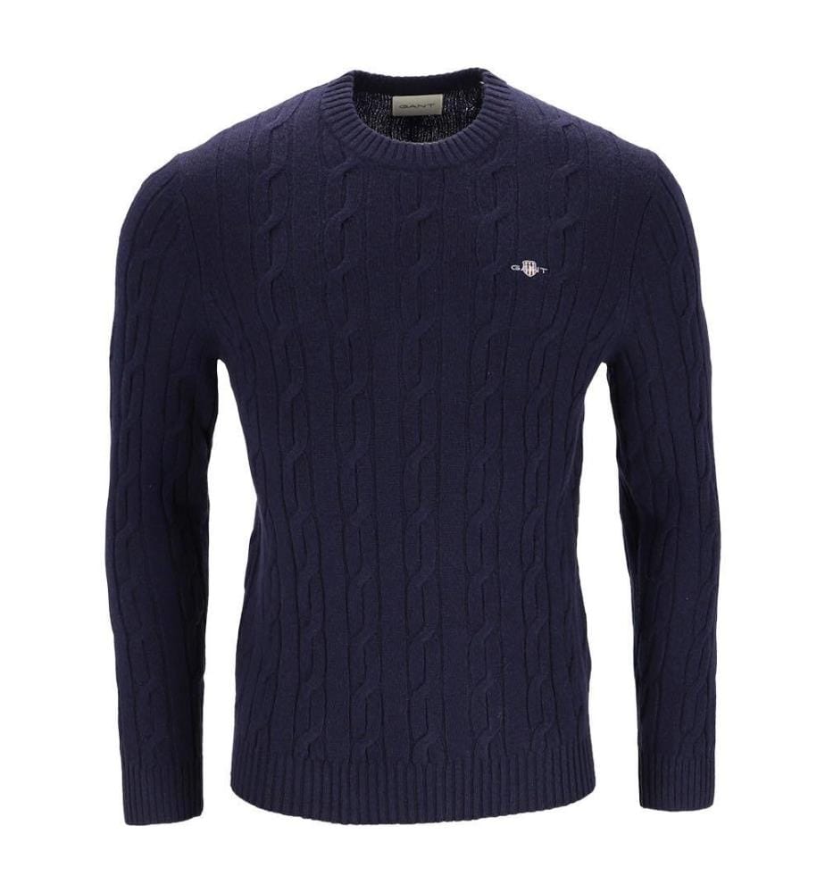 Pull Torsadée en Laine d'Agneau - Bleu Foncé