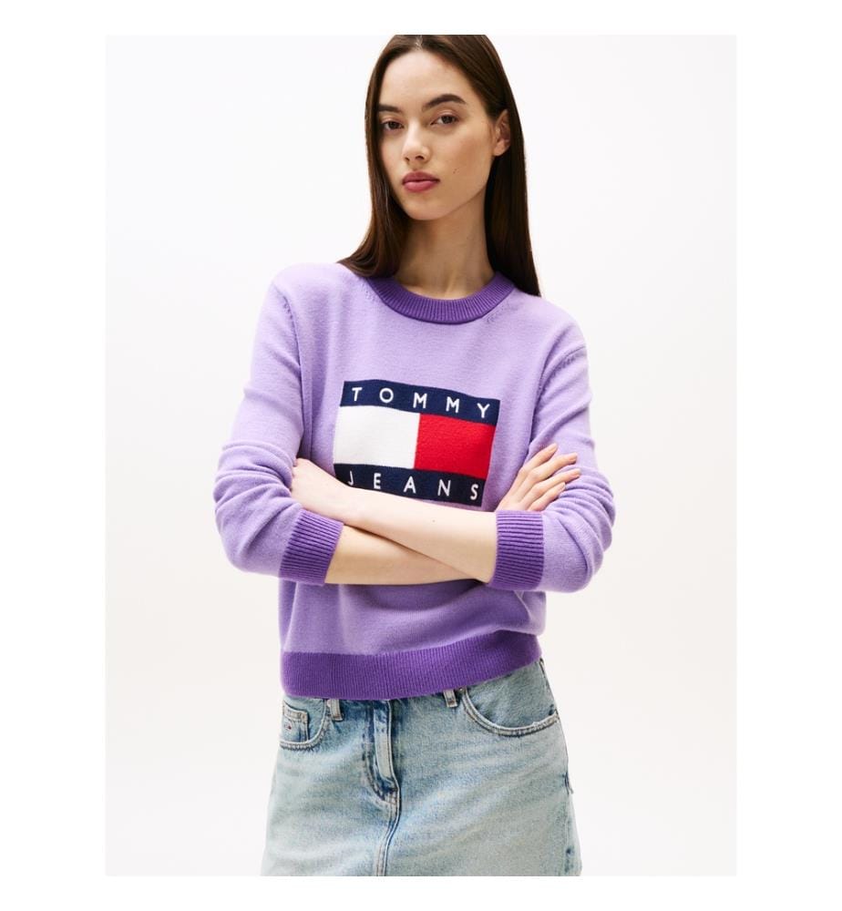 Pull col rond Colorblock Flag  Violet