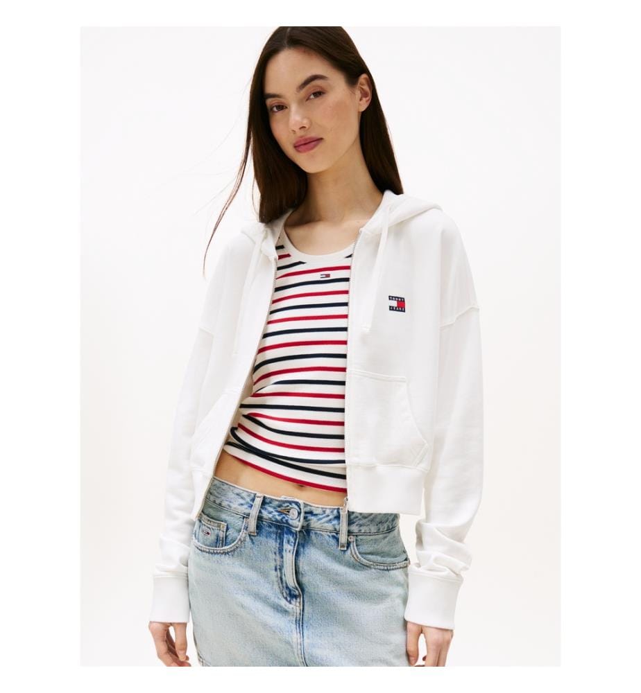 Hoodie zippé court  Écru