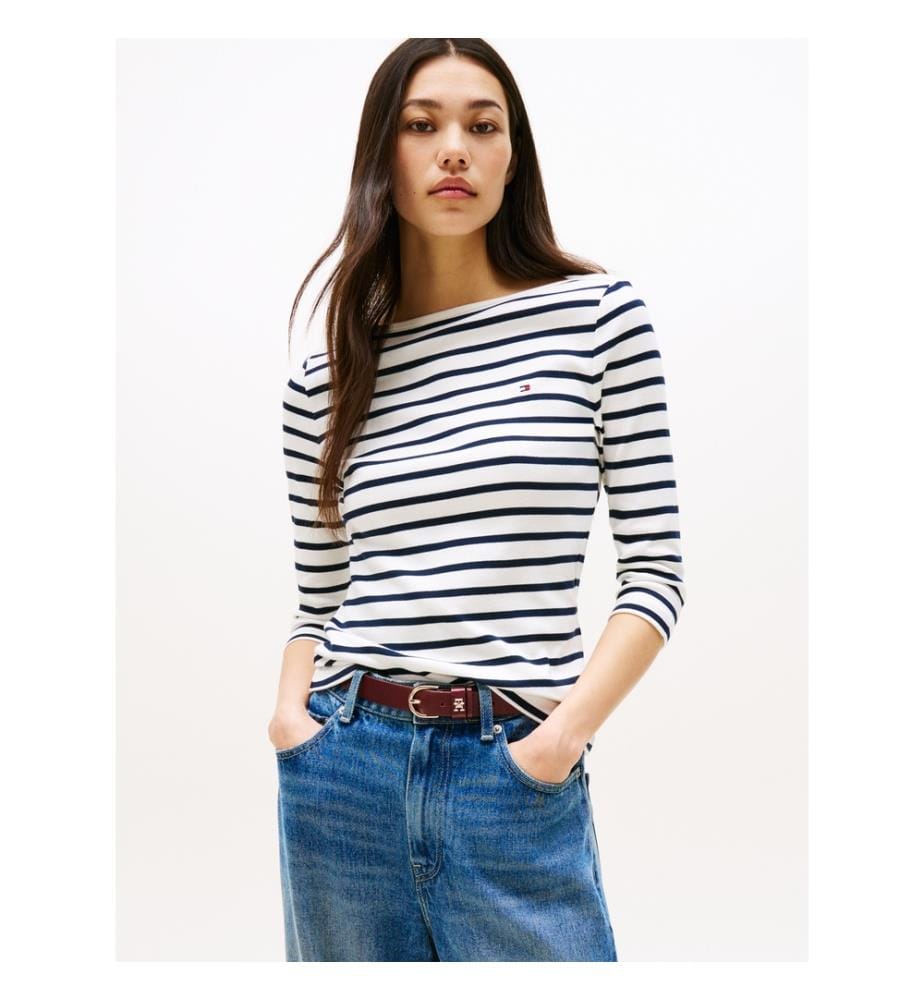 T-Shirt Slim - Blanc/ Marine