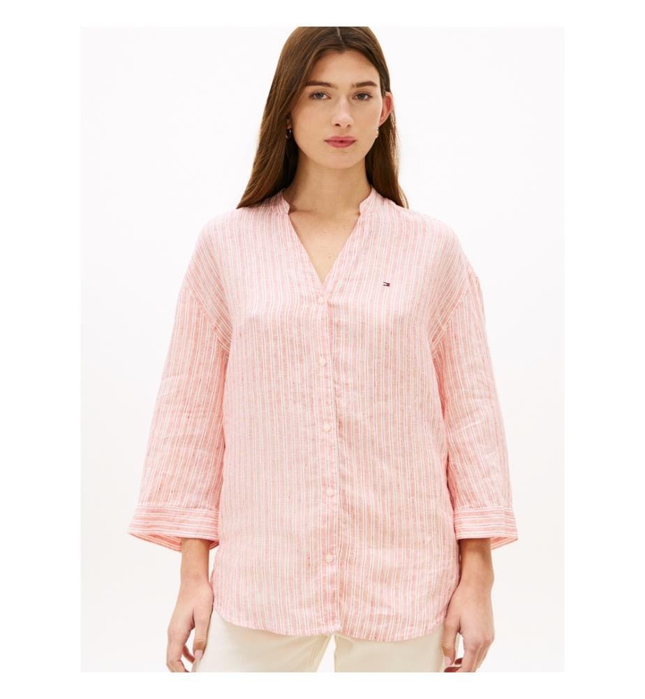 Chemise en Pur Lin - Rose et Blanc