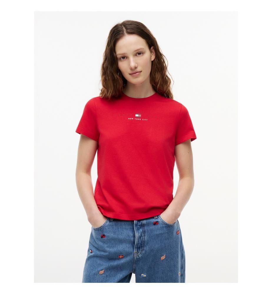 T-Shirt Tommy Jeans Logo Léger - Rouge