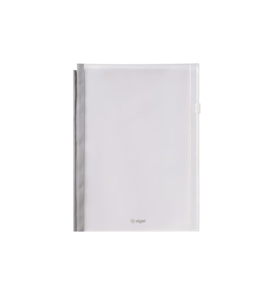 SIGEL - Pochette transparente Flex A5 avec fermeture éclair, Gris