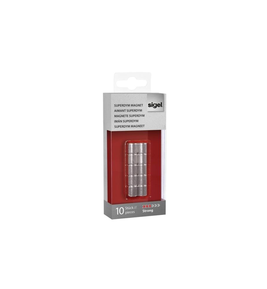 SIGEL - Plaque magnétique Strong Ø 10 x 10 mm, 10 pièces