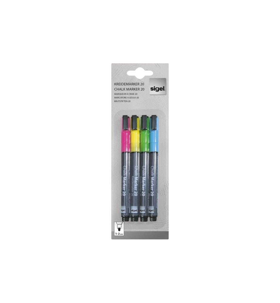 SIGEL - Marqueur craie liquide 20 Pointe ronde, multicolore