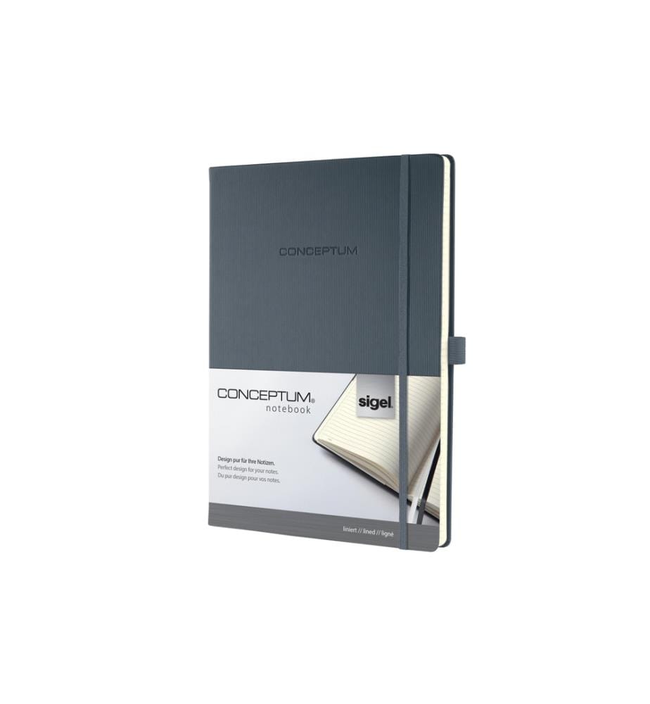 SIGEL - Carnet de notes Conceptum A4, À lignes, Gris foncé