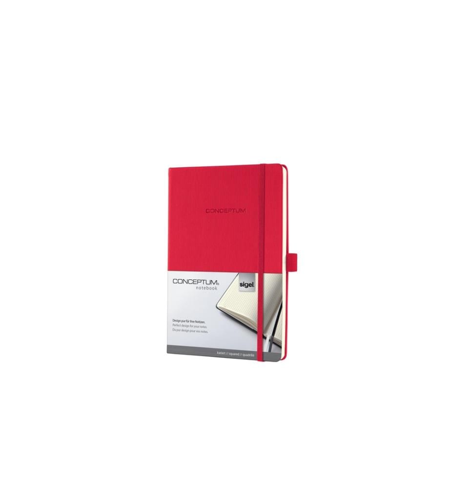 SIGEL - Carnet de notes Conceptum A5, À carreaux, Rouge