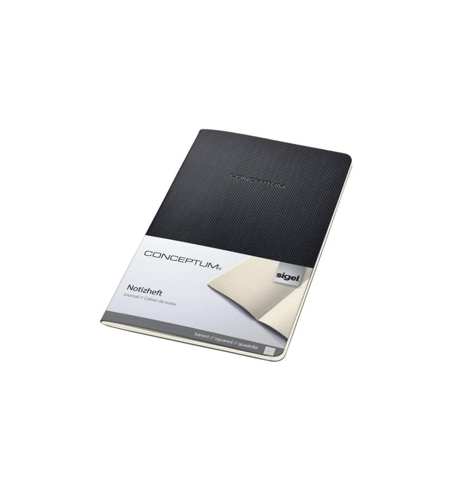 SIGEL - Carnet de notes Conceptum A5, À carreaux, Noir