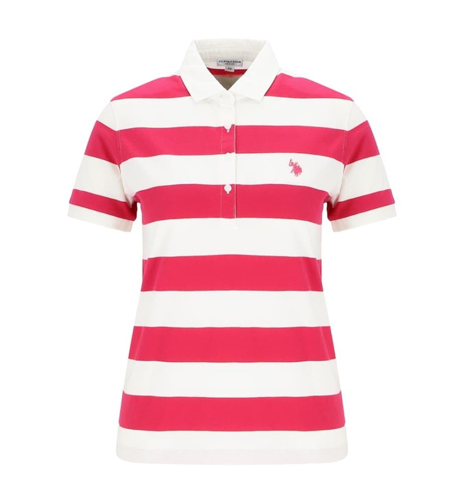 Polo à rayures - Blanc et Rose