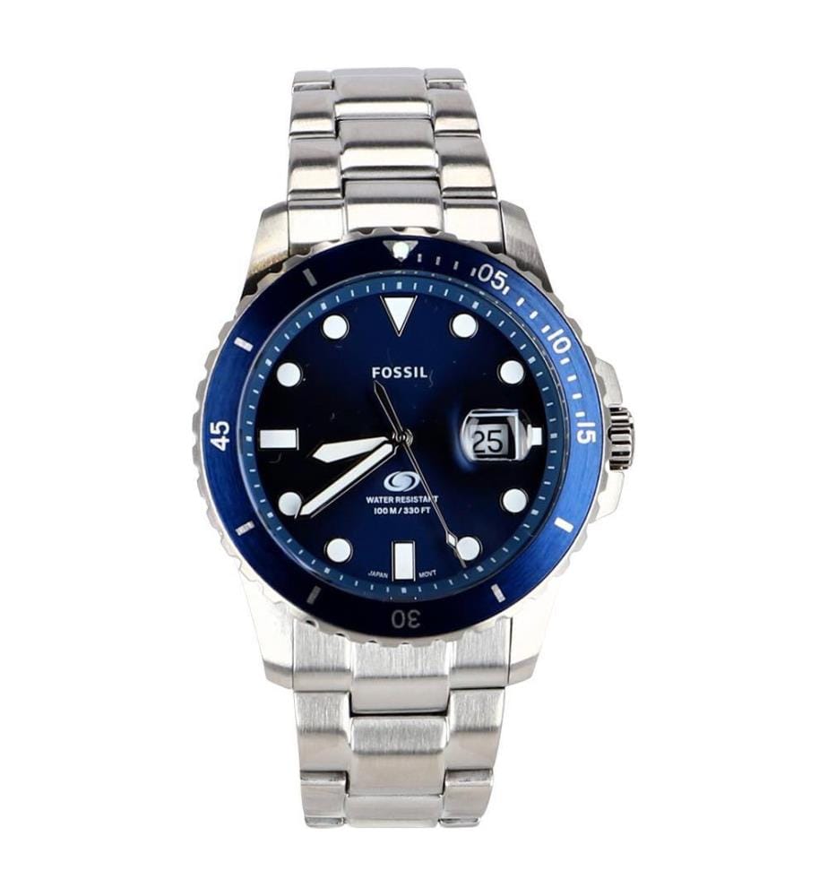 Montre De Plongée Blue Mouvement À 3 Aiguilles Acier Inoxydable - Argent