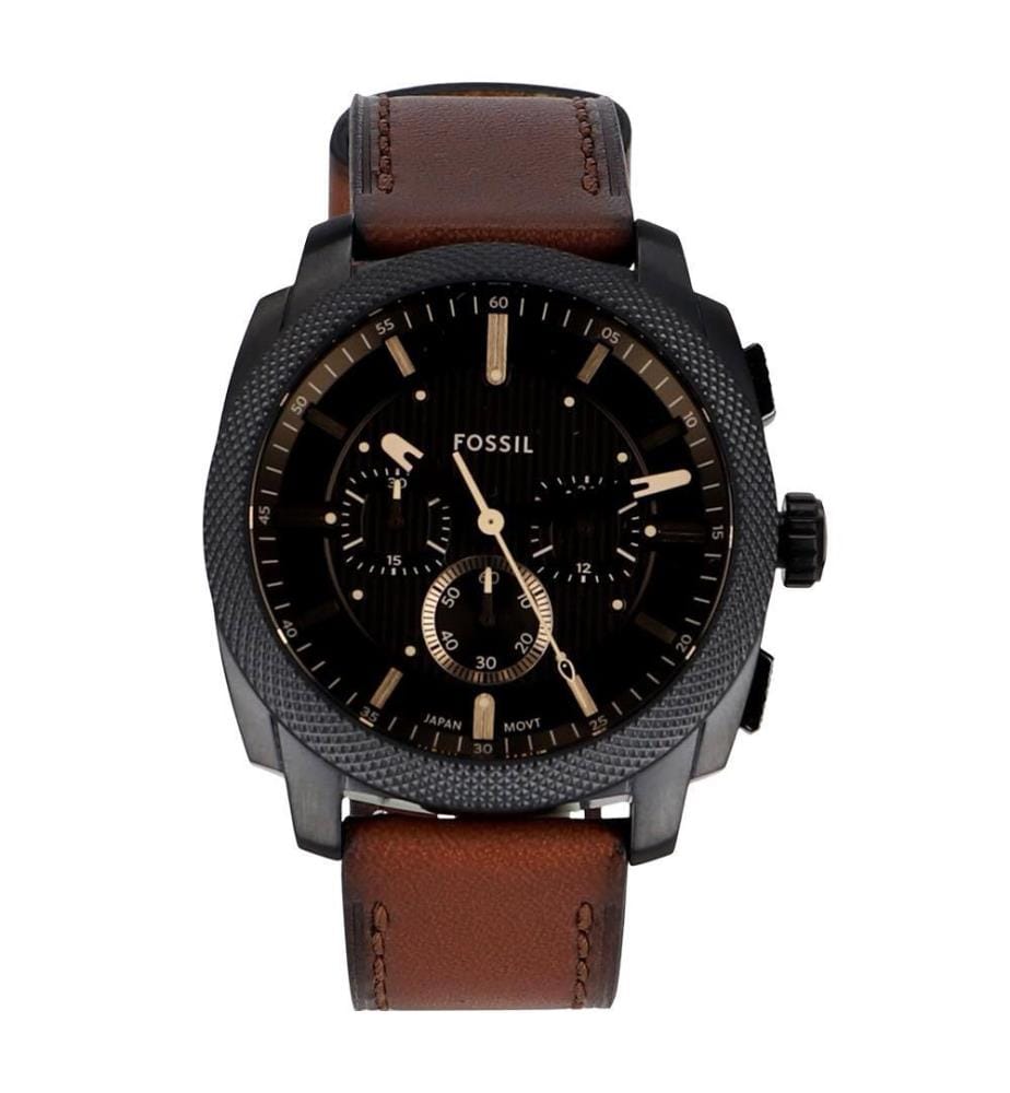 Montre Chronographe Bracelet En Cuir - Marron