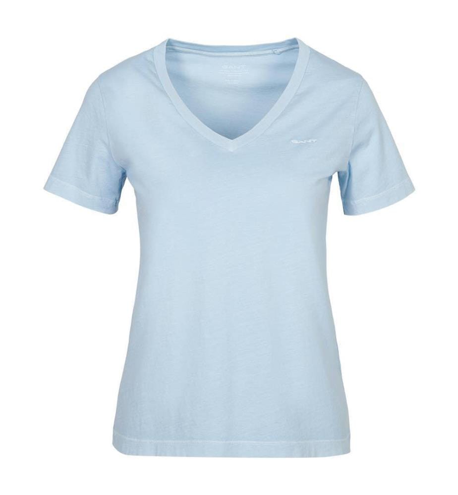 T-Shirt à col en V Sunfaded Regular Fit - Bleu frais
