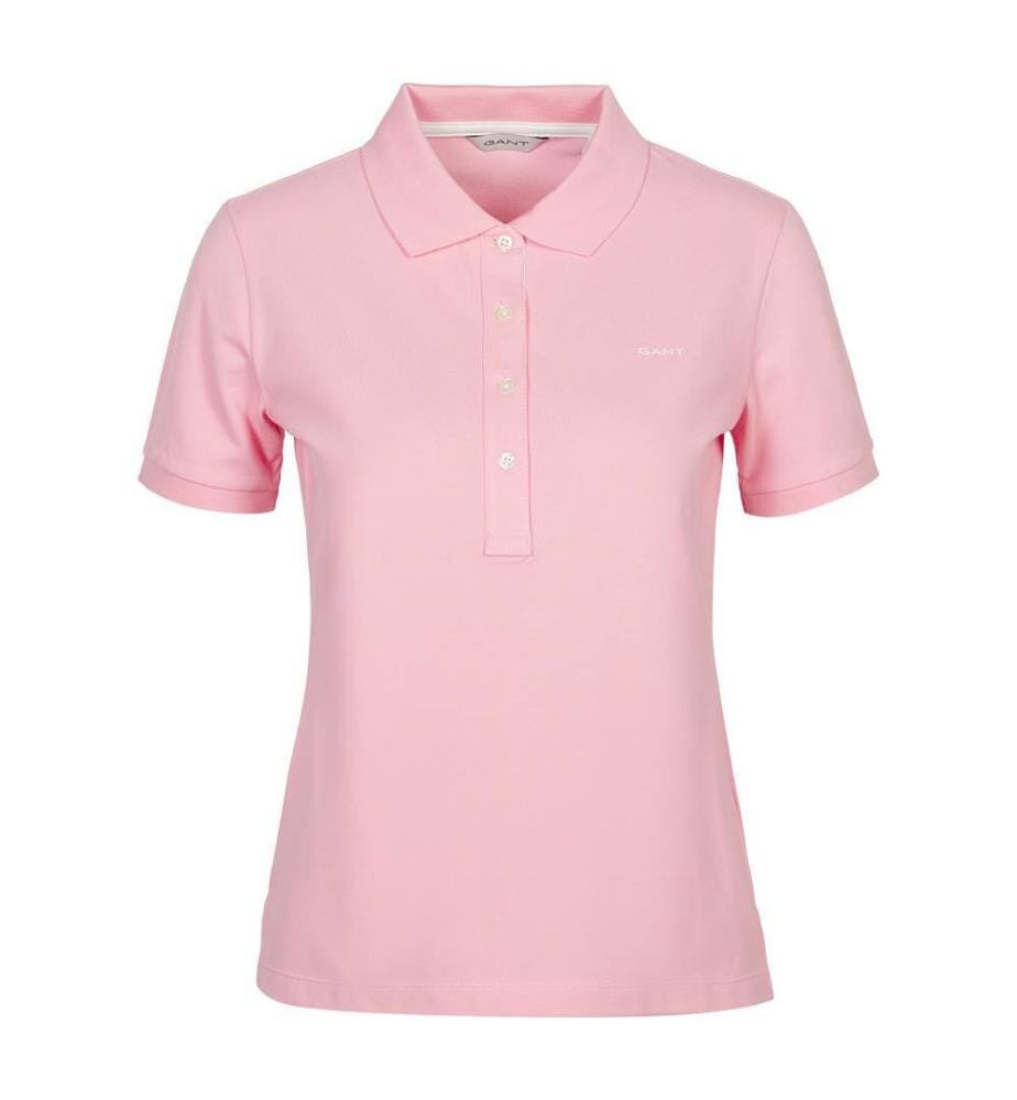 Polo en piqué à col contrasté - Rose géranium
